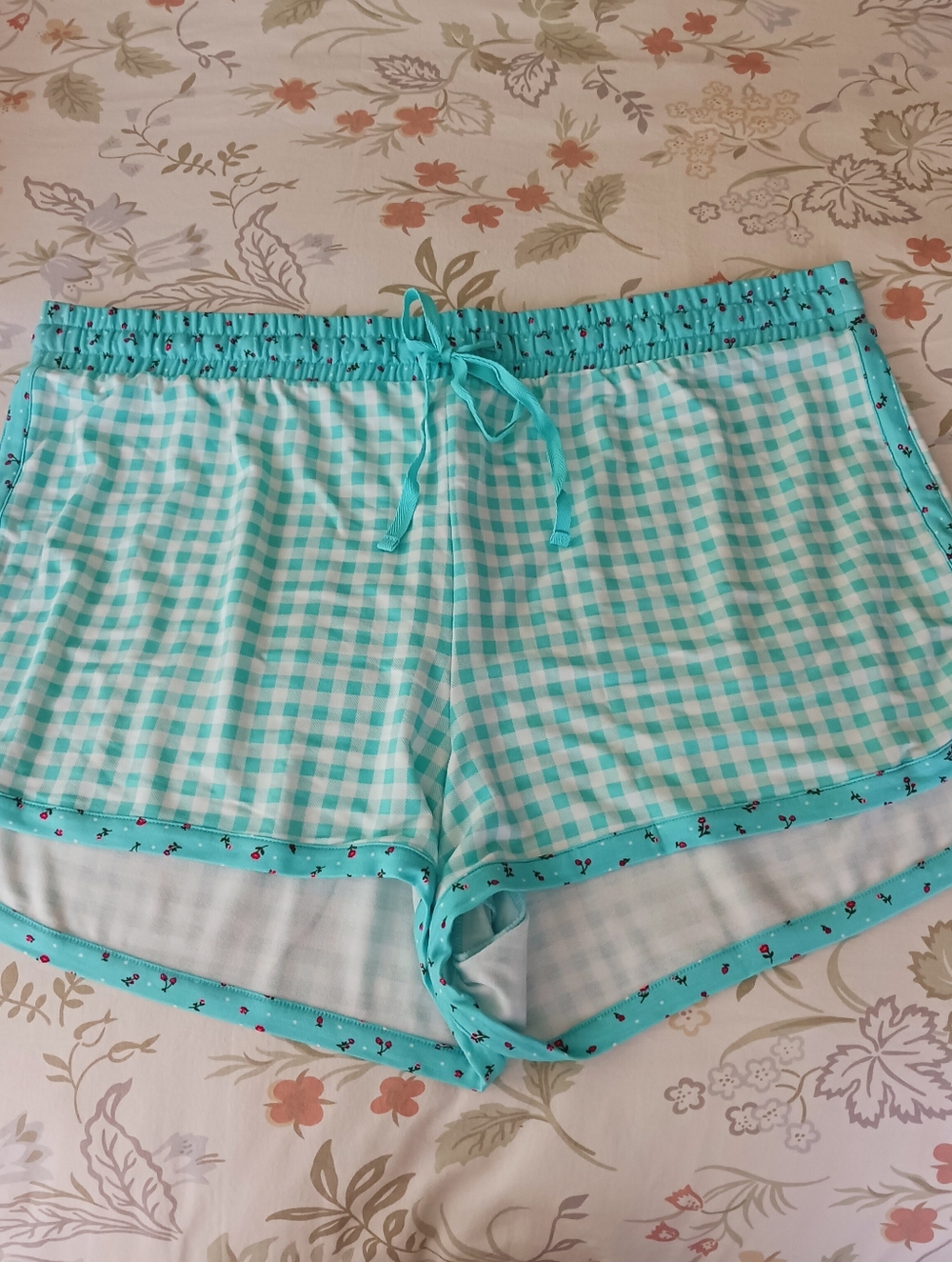 NWT Torrid Aqua Floral & Gingham Two-Piece Pajama Set - Picture 2 of 6